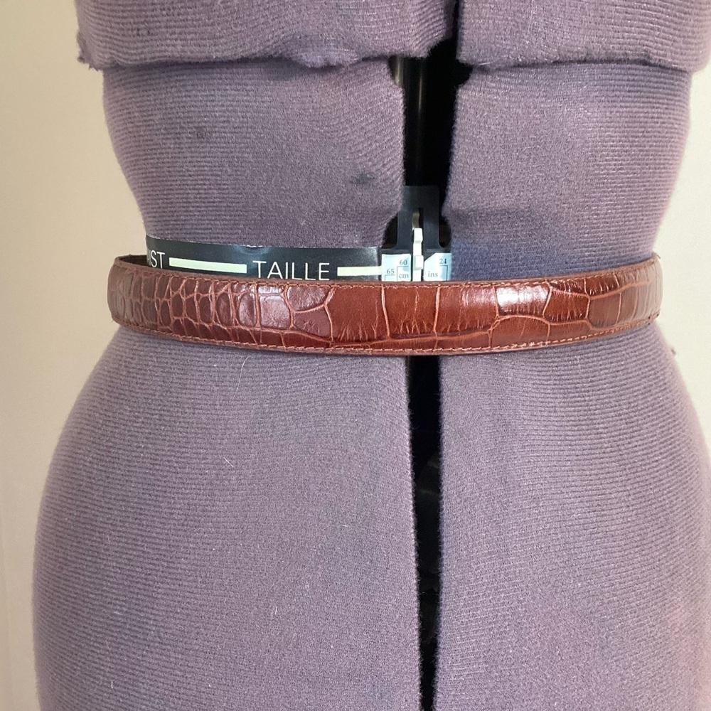 St Johns Bay Croc Embossed Leather Belt Size M - Picture 3 of 15